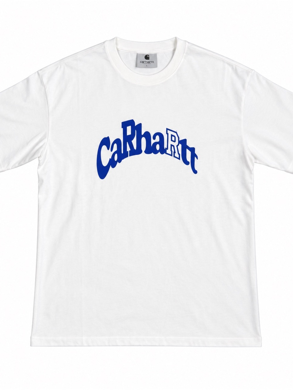 Carhartt White Graphic T-Shirt – Blue Logo – Size L